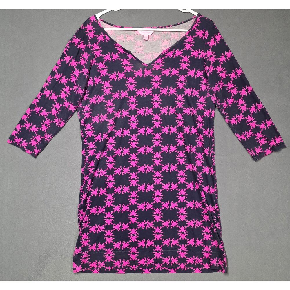 Lilly Pulitzer Medium Gretchen Dress GET Hoppy Frog Print Cotton Mini *Faded*